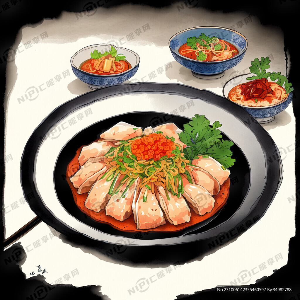 潮汕 中华美食 中国菜 手绘