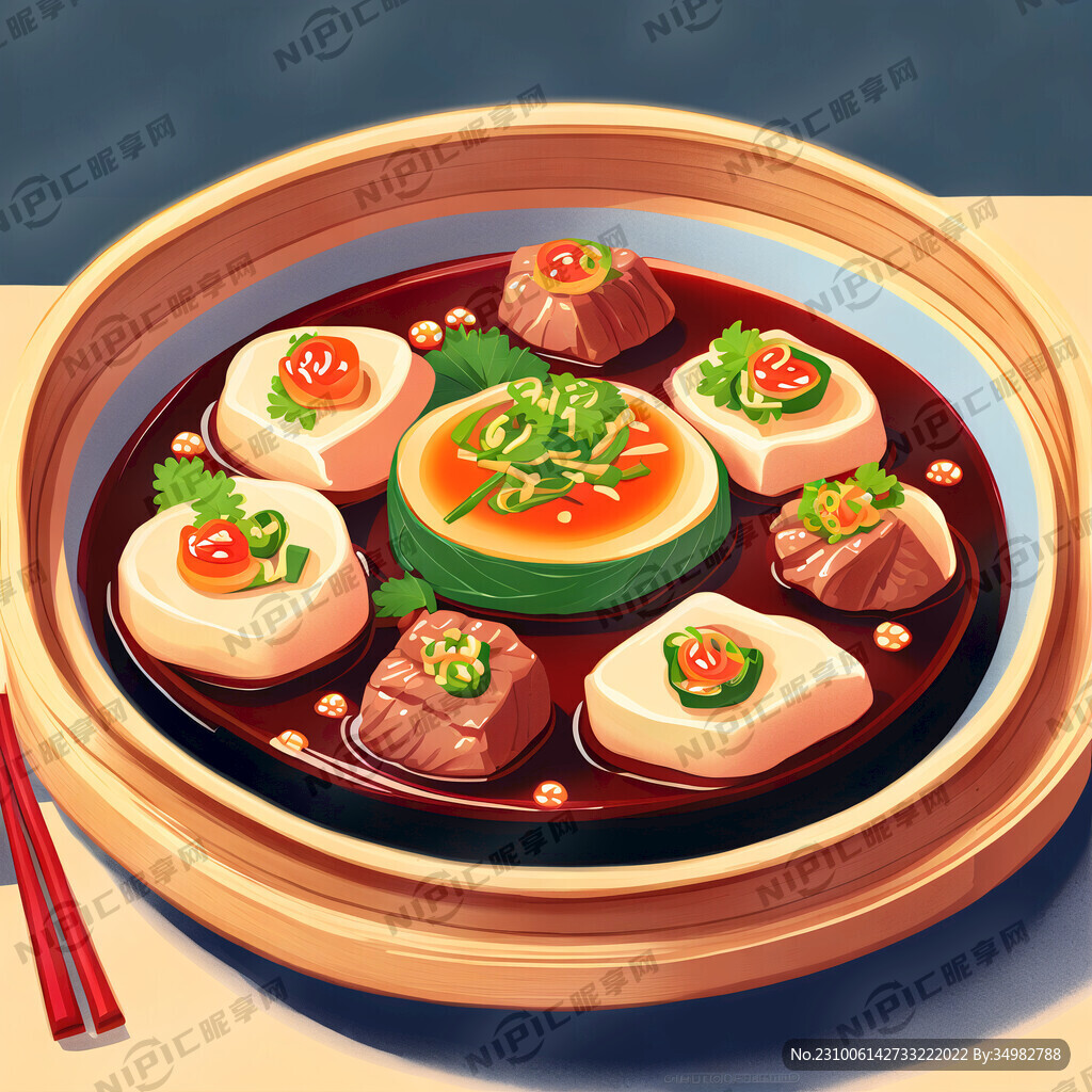 淮扬菜 中华美食 手绘 卡通