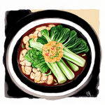 炒菜，青菜，中华美食，中国菜，手绘，卡通，清新