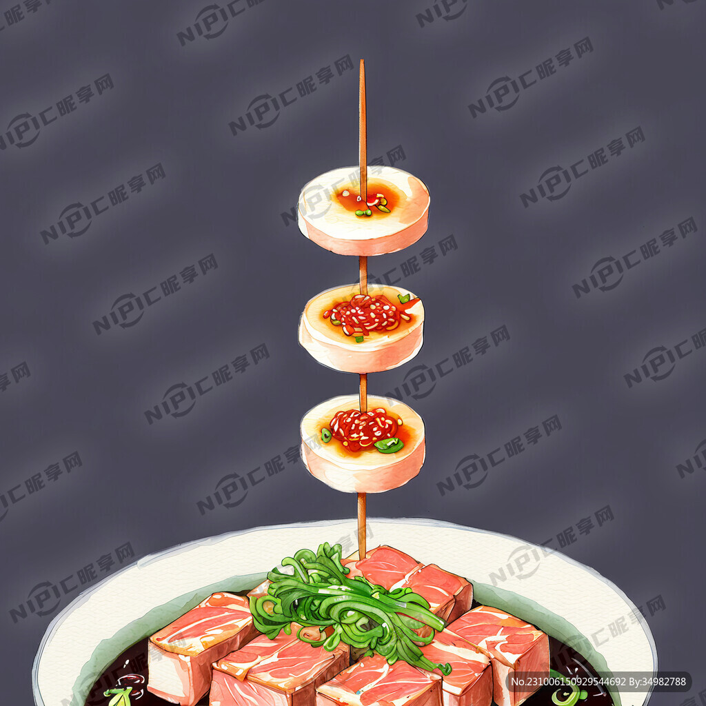肉串 中华美食 中国菜 手绘