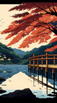 枫桥夜泊，山水，舟，手绘，夜景，宫崎骏，卡通，宏观