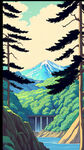 泰山，山水，手绘，卡通，宫崎骏，清新