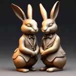 情侣兔子雕塑