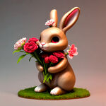 兔子，情人节，雕塑，可爱，手捧花