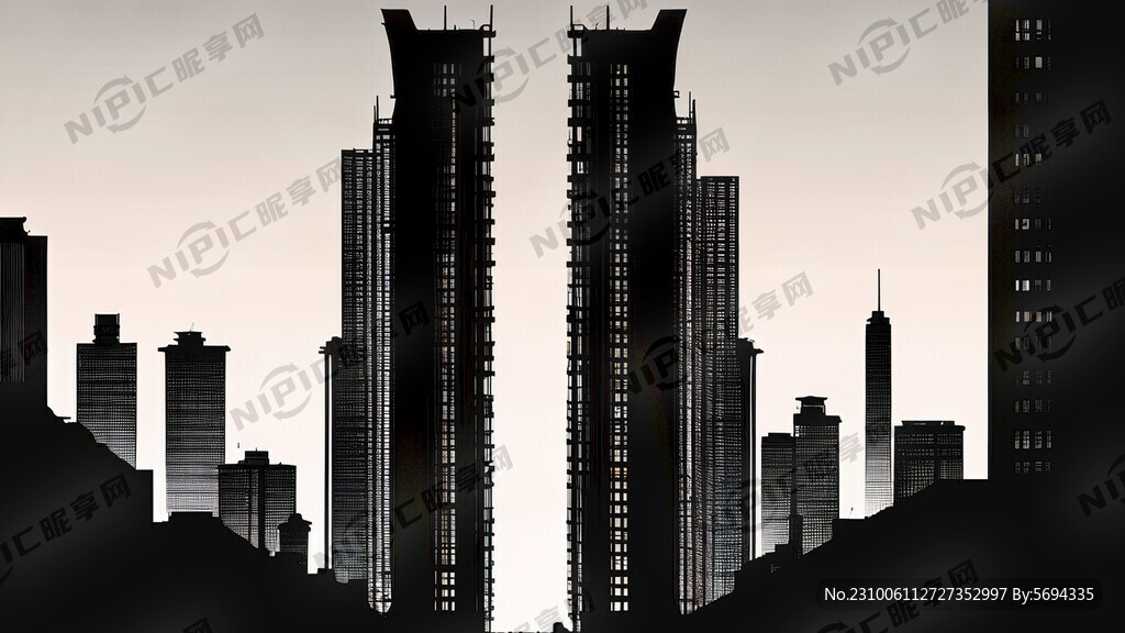 城市高楼高铁剪影画面开阔