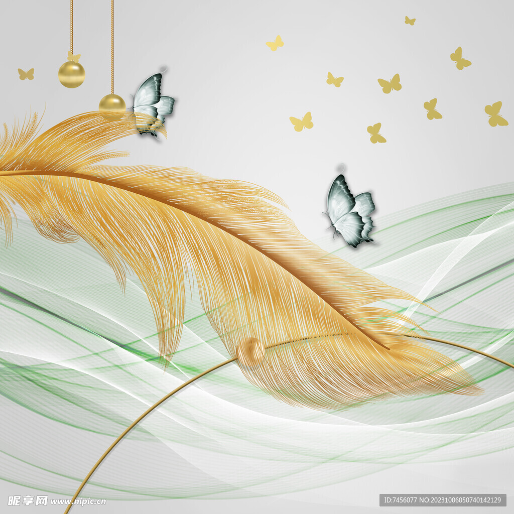 蝴蝶羽毛水彩挂画装饰画