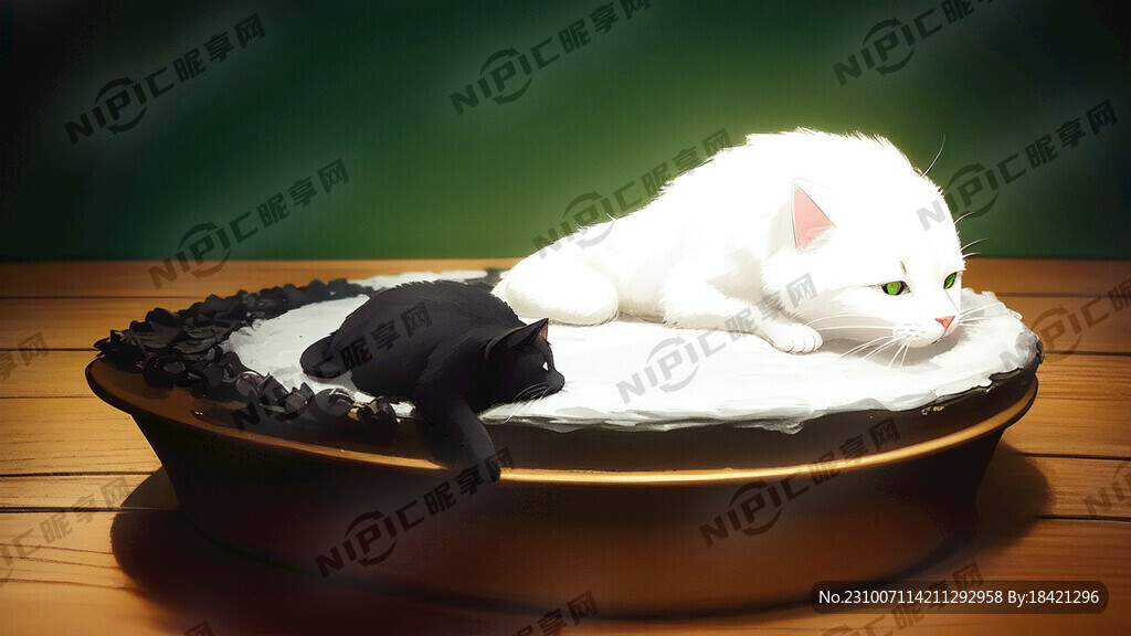 生日蛋糕和一只猫和一只狗 梦幻