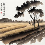 中国，早期，古代，农耕，插画风格，古人