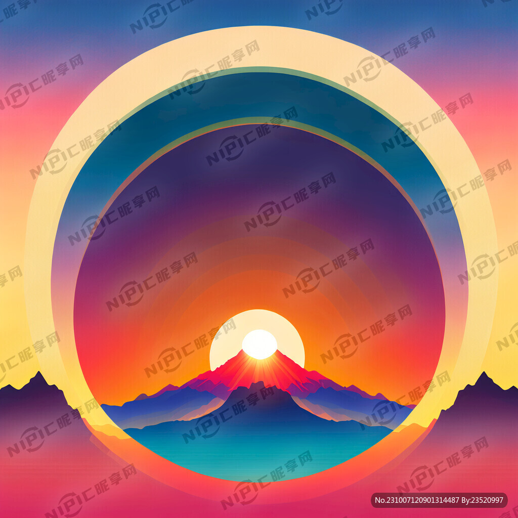 圆形背景 左上角是太阳