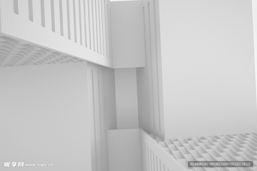 白色几何建筑立方体背景