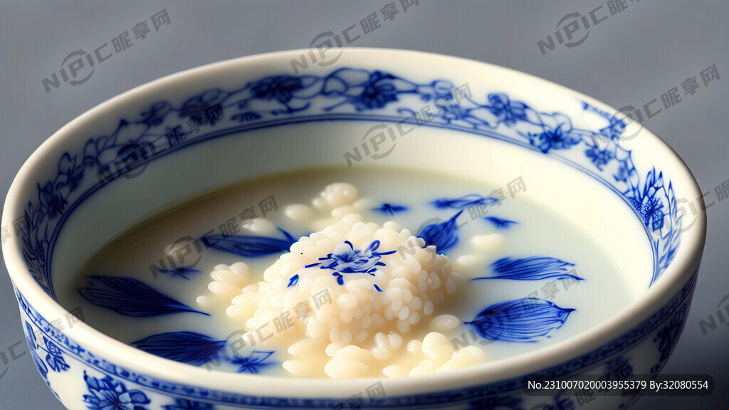 美味稀饭 不要鸡蛋 青花瓷碗