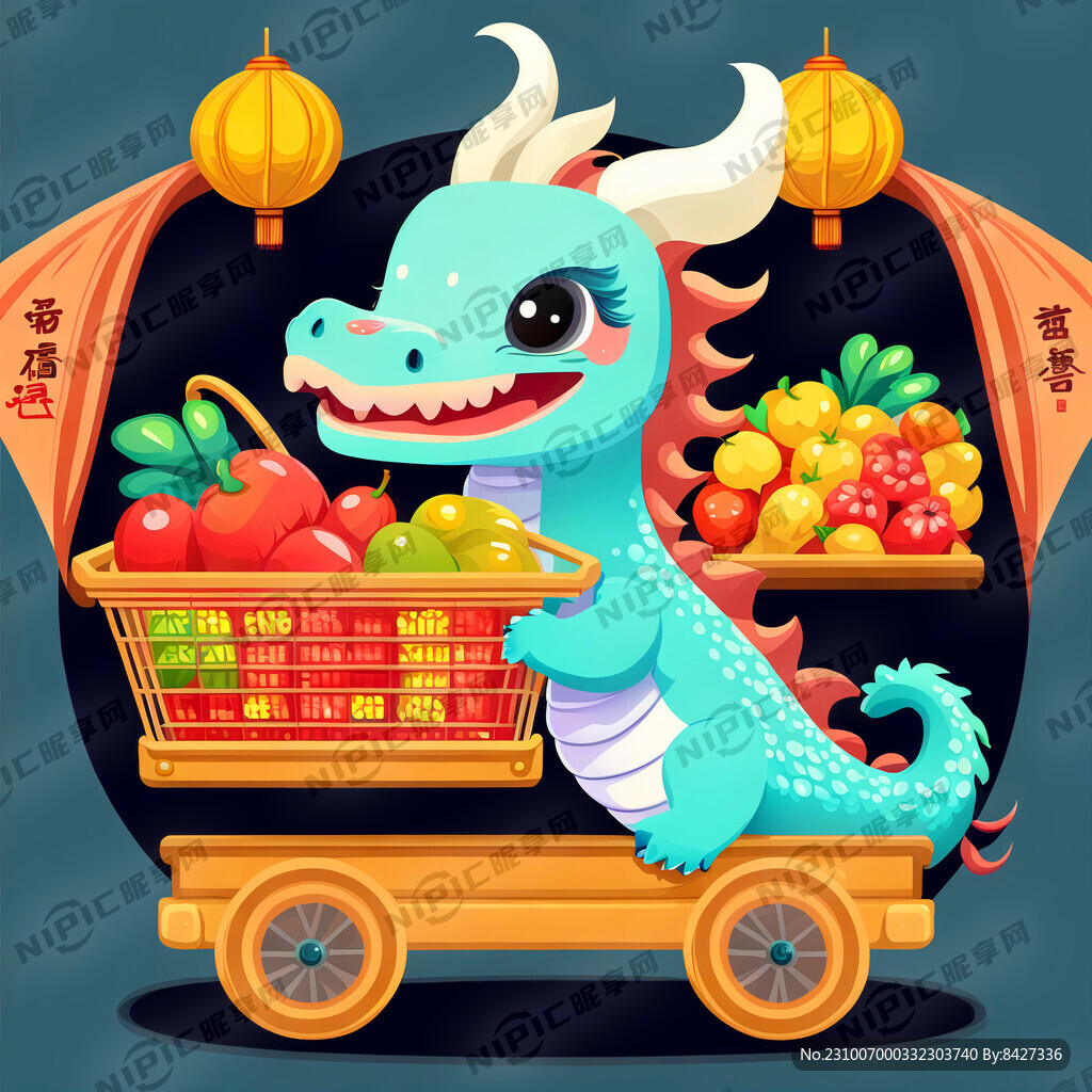 可爱卡通生肖龙 开心幸福