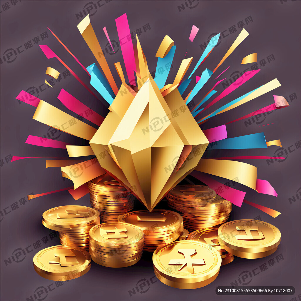 矢量立体效果迸发金币彩带