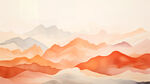 中国水墨感橙色山峰元素背景图
