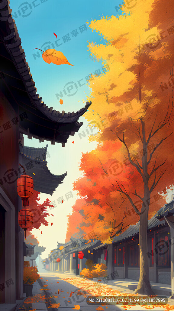秋天落叶街景