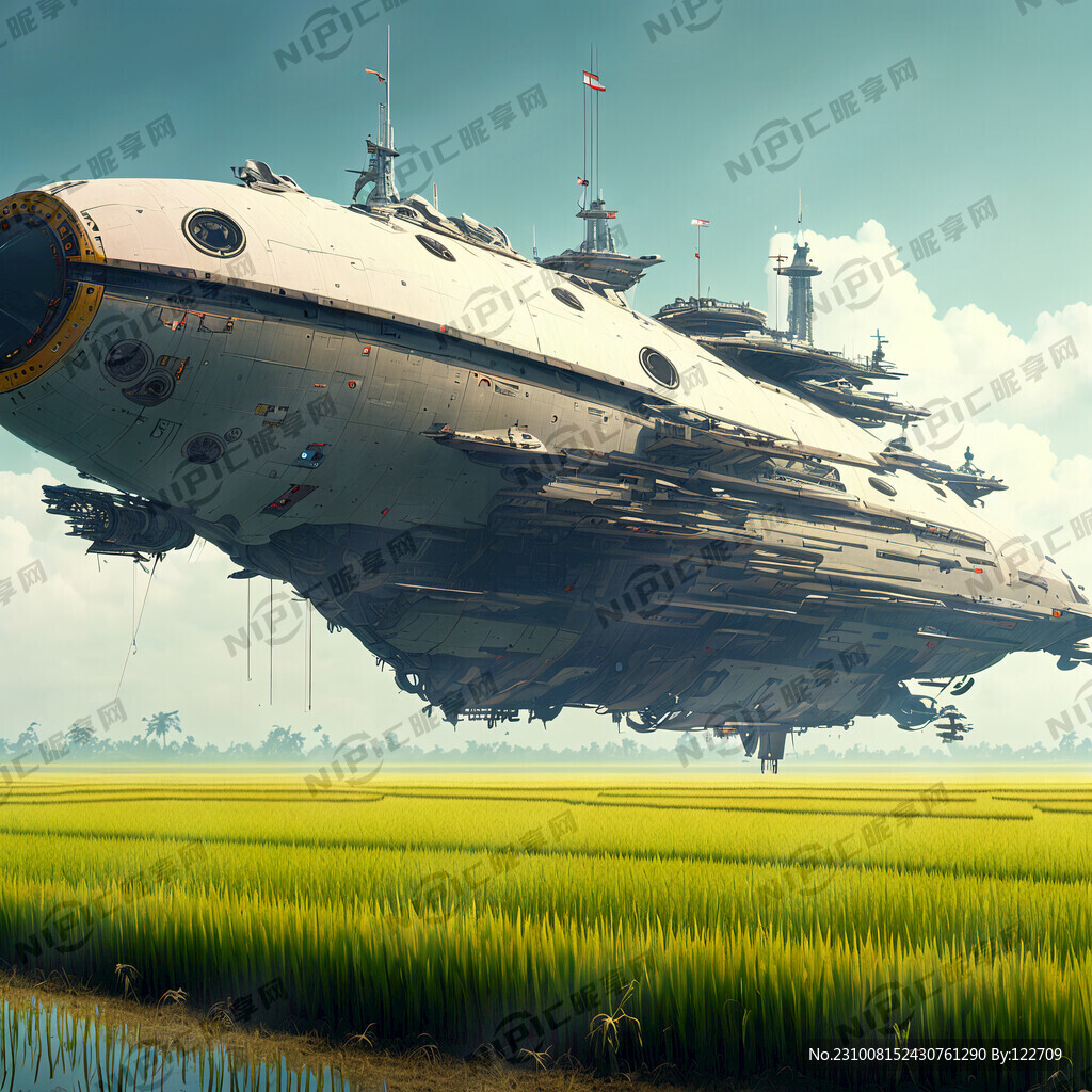 舰艇在稻田航行