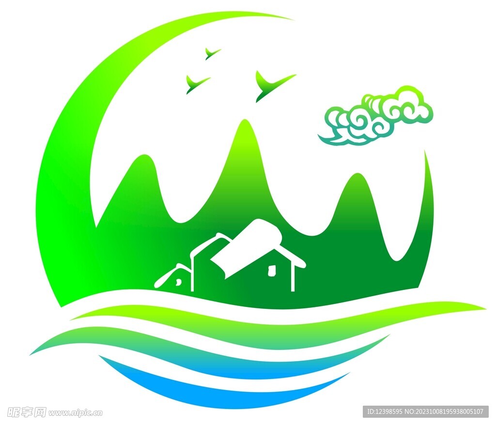 清新山水标志logo设计