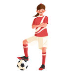女子足球卡通插画