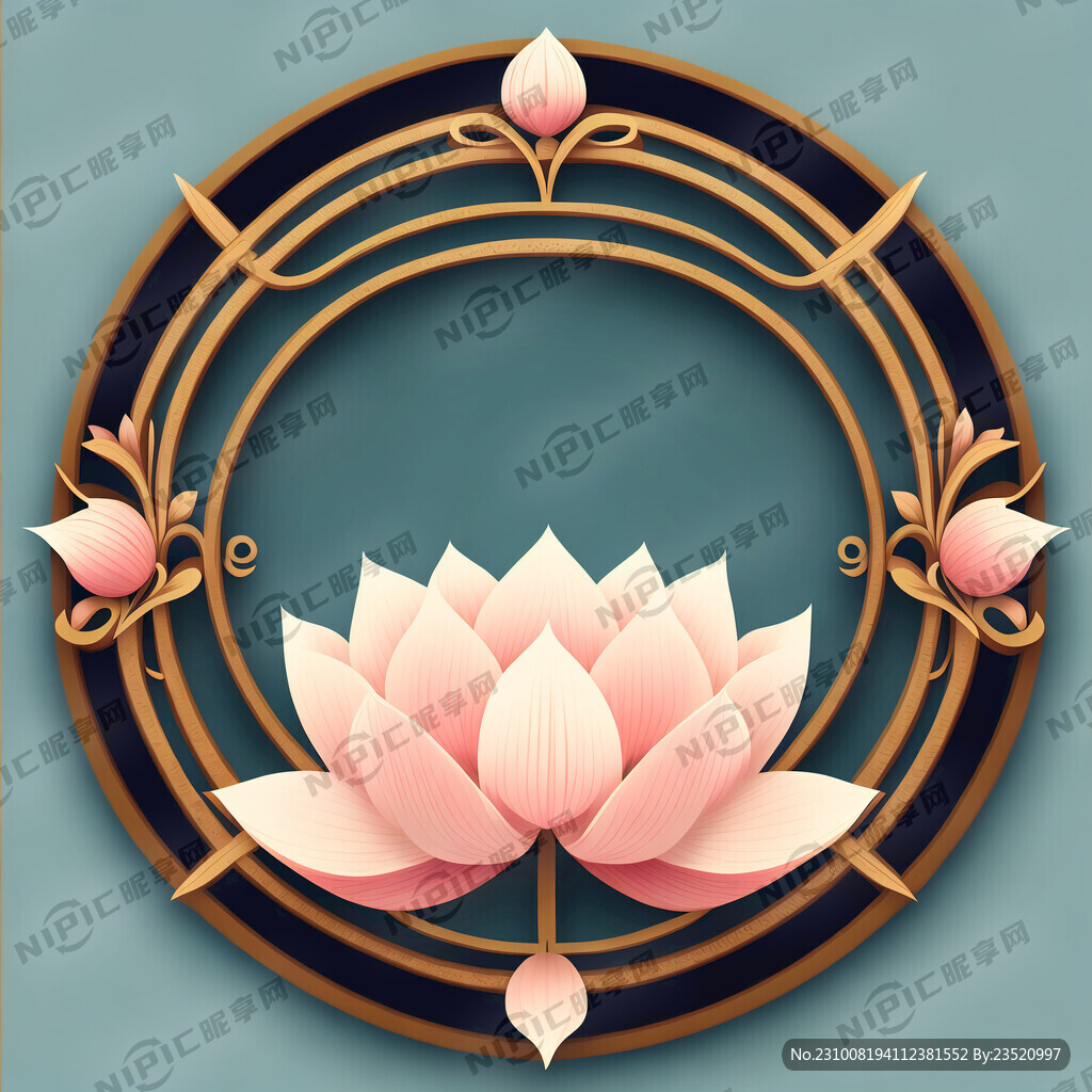 传统边框 莲花 简约