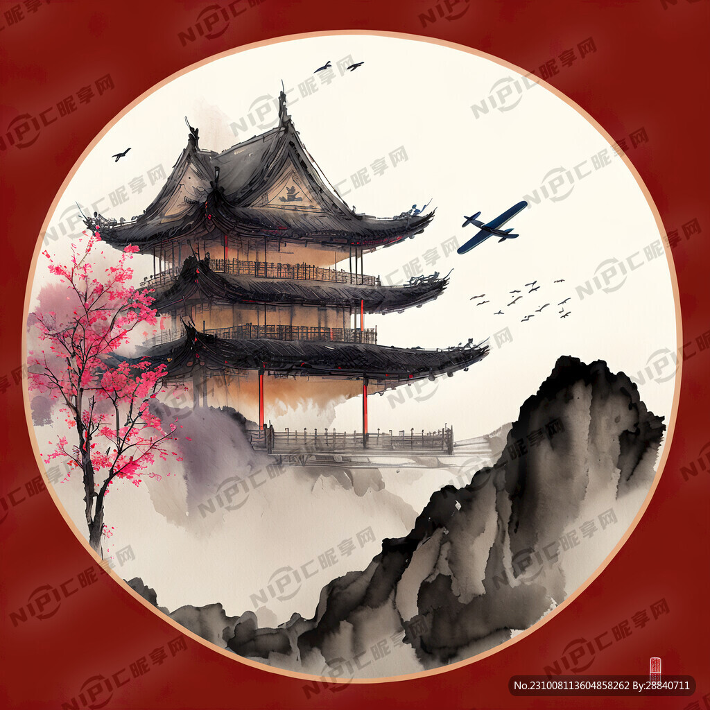 航空主题 国潮插画 文创