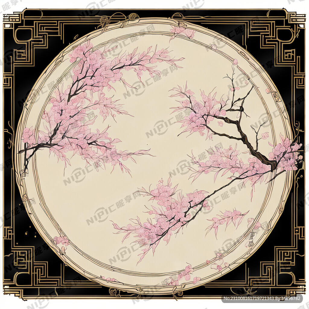 手绘线条 中式边框 矢量