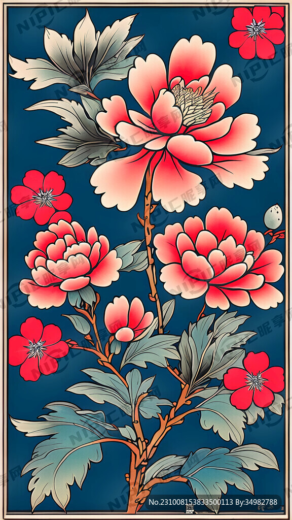 花纹 手绘 中国风 卡通 鲜艳