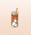 一杯冰美式咖啡 手绘扁平插画 