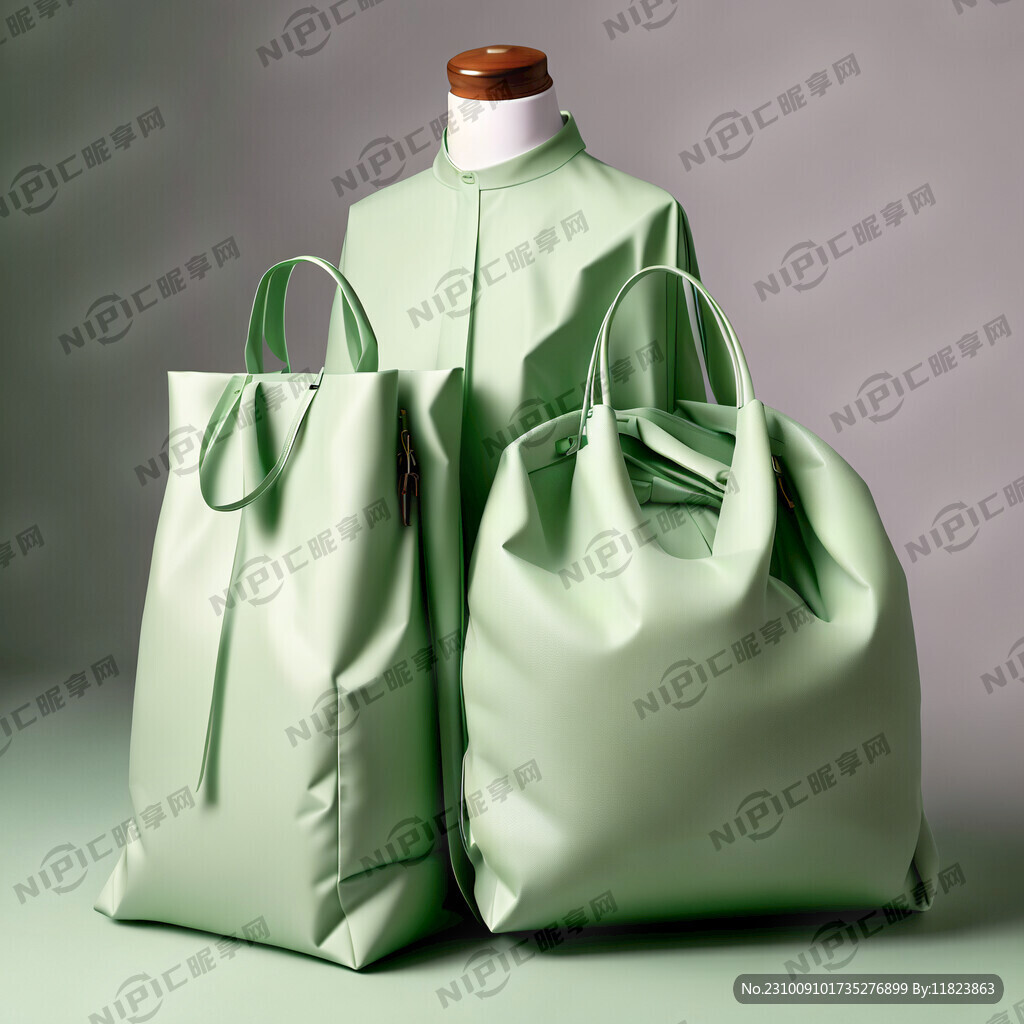 服装场景体现服装袋整体色调偏淡