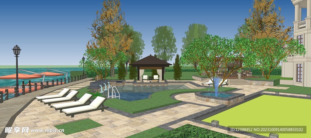 私人别墅庭院景观设计效果图