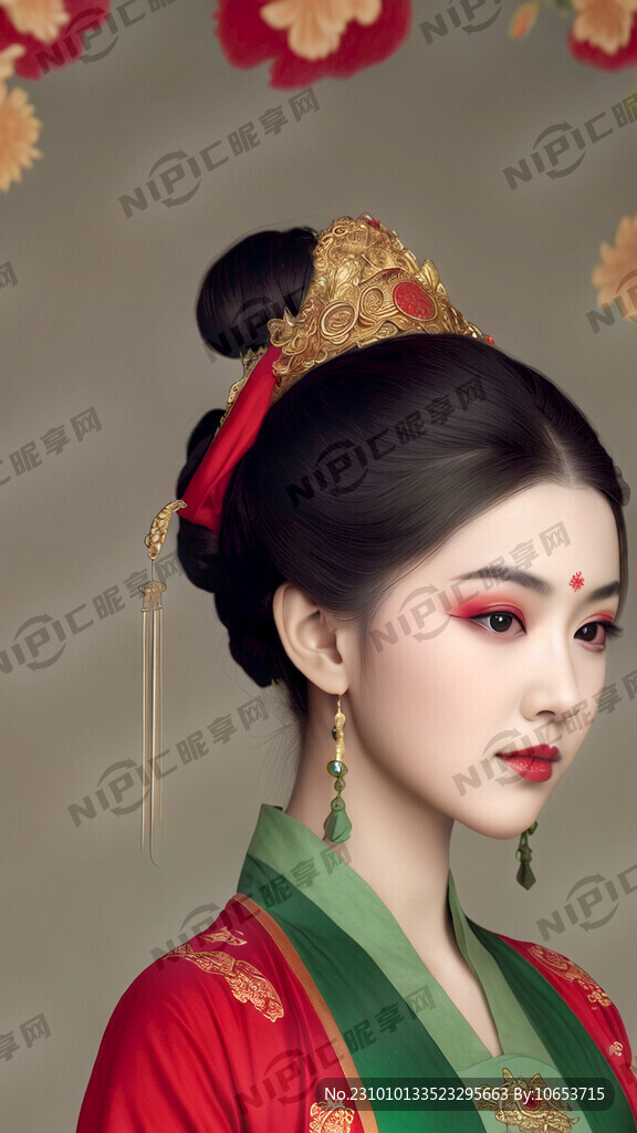 女性人像 可爱 唐朝服饰 胸像