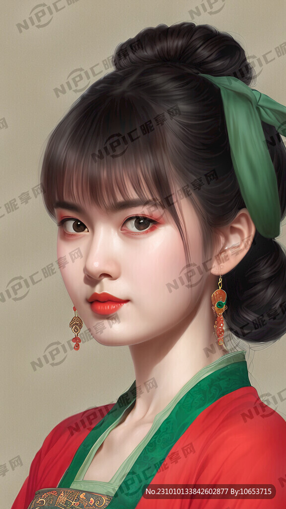 女性人像 刘海 可爱 唐朝服饰