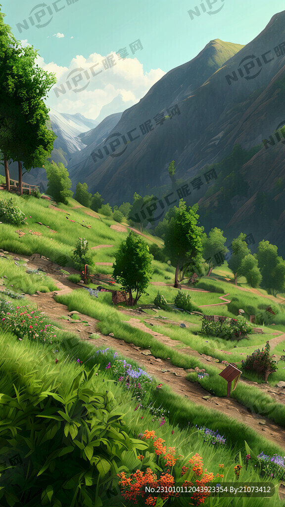 上山采中草药场景