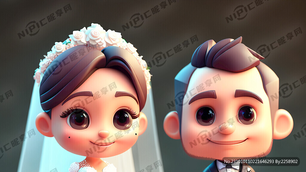 结婚卡通人物 艺术创想 可爱