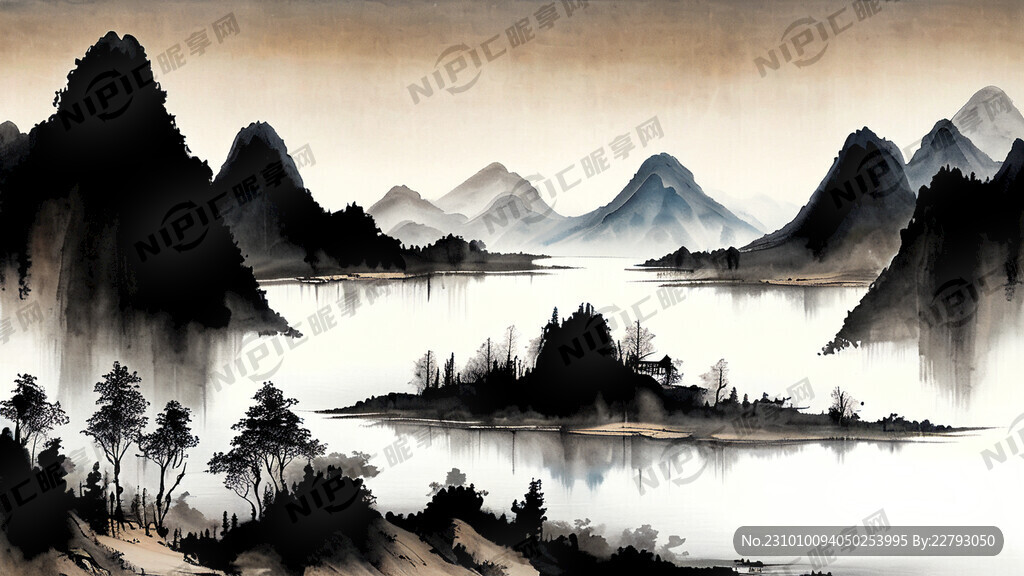 西太湖的山水画