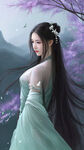 古风，清纯，温婉仙女，盛世容颜，倾国倾城，长发，体型苗条，汉服，微笑，精美细节，白色如玉肌肤，优雅，真人美女，细腻，精美细节，氛围光，光影，细节，高质量，体积光，电影打光,纯色背景，精致美丽的五官