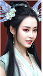 清纯，美女，温婉仙女，盛世容颜，倾国倾城，长发，体型苗条，汉服，微笑，精美细节，白色如玉肌肤，优雅，真人美女，细腻，精美细节，氛围光，光影，细节，高质量，体积光，电影打光，纯色背景，精致美丽的五官。