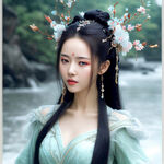 清纯，美女，温婉仙女，盛世容颜，倾国倾城，长发，体型苗条，汉服，精美细节，白色如玉肌肤，优雅，真人美女，细腻，精美细节，氛围光，光影，细节，高质量，体积光，电影打光，纯色背景，精致美丽的五官，
