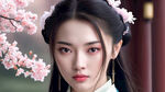清纯，美女，温婉仙女，盛世容颜，倾国倾城，长发，体型苗条，汉服，精美细节，白色如玉肌肤，优雅，真人美女，细腻，精美细节，氛围光，光影，细节，高质量，体积光，电影打光，纯色背景，精致美丽的五官，