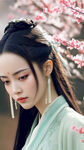 清纯，美女，温婉仙女，盛世容颜，倾国倾城，长发，体型苗条，现代，精美细节，白色如玉肌肤，优雅，真人美女，细腻，精美细节，氛围光，光影，细节，高质量，体积光，电影打光，纯色背景，精致美丽的五官，