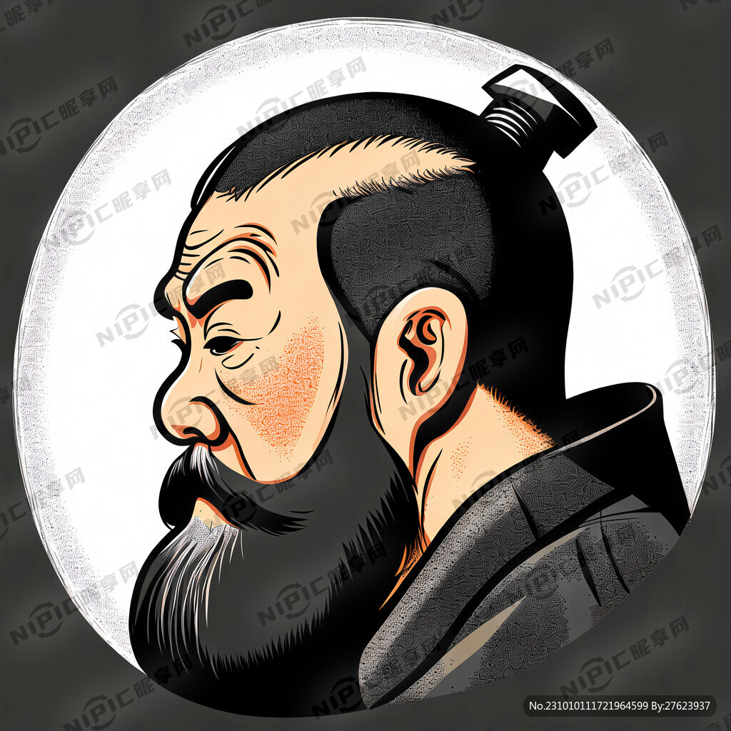 外国胡子老人侧脸手里拿着锤子砸
