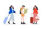 扁平化旅行人物插画设计图片