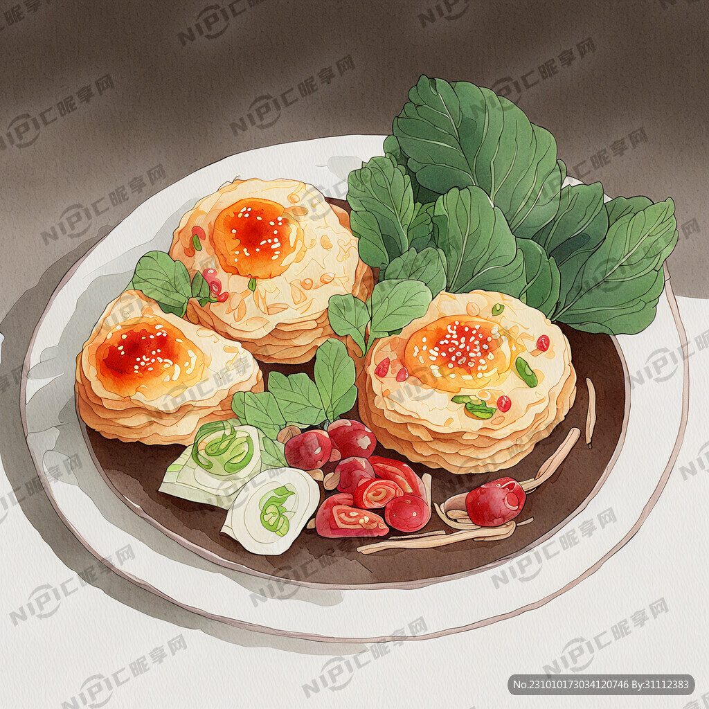 中国风漫画美食类海报