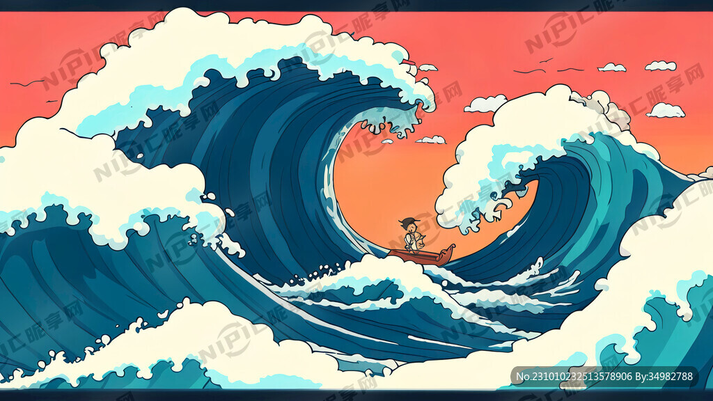 大海 海浪 卡通 宫崎骏 整体