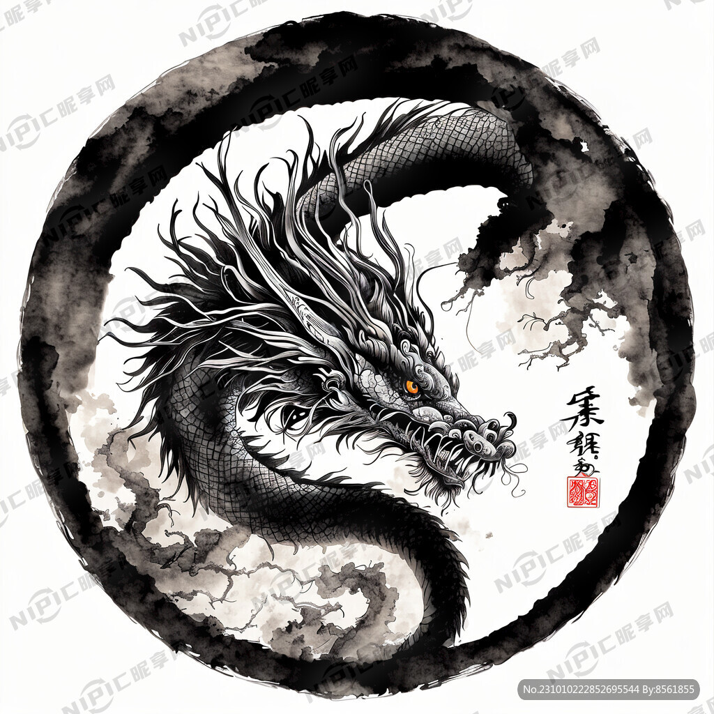 龙头 线描 中国龙 中国风