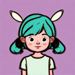 一个扎着双丸子头没有刘海的可爱小女孩线条简单卡通手绘头像