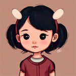 一个扎着双丸子头没有刘海的可爱小女孩简单卡通手绘头像