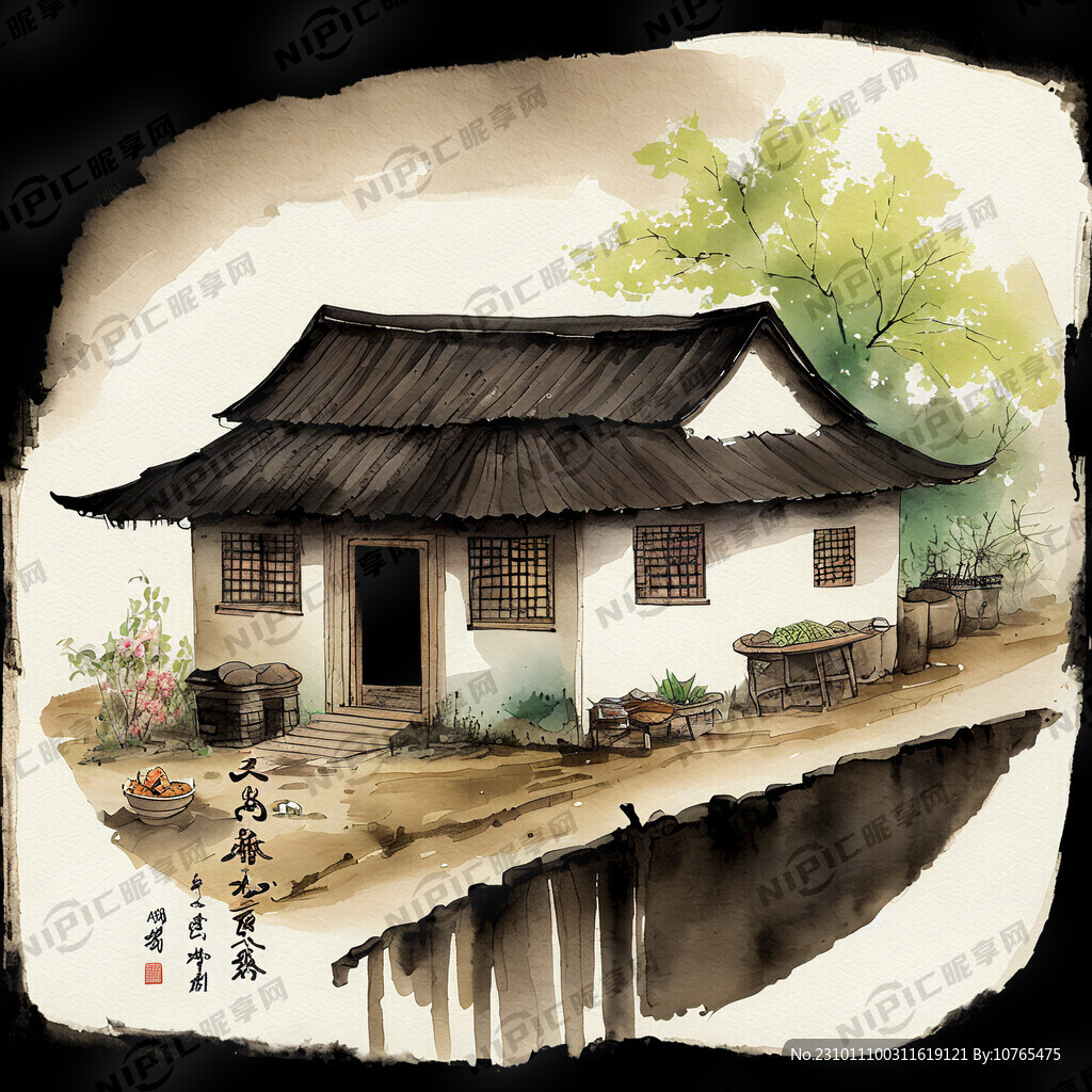 吃米线 农家小院 爷孙俩 蒲扇