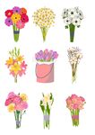 可爱鲜花花束矢量素材