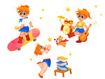 免扣蓝裙子女孩.