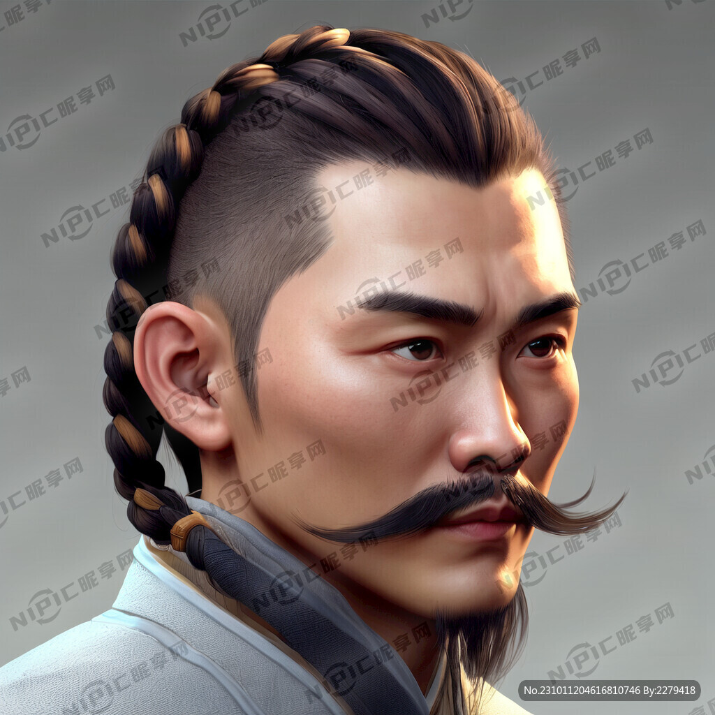 男扎辫子小胡子
